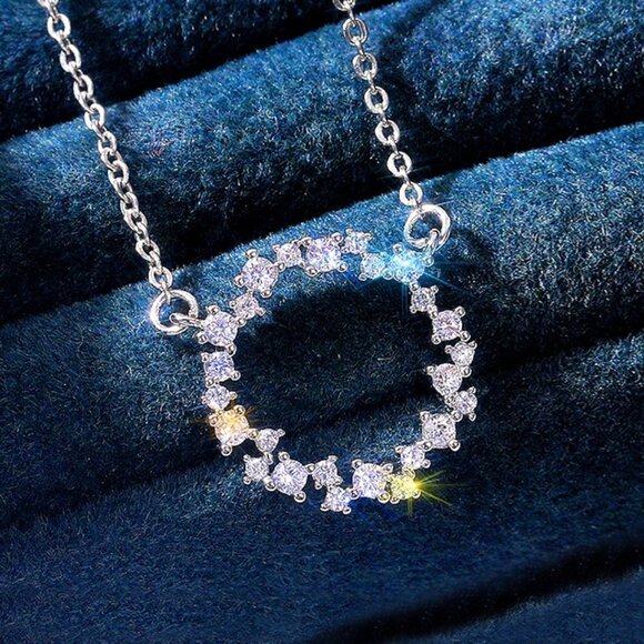 💎 "Dainty Refine Shiny Hollow Round CZ Pendant Necklace for Women, INDN8634 - Picture 7 of 7